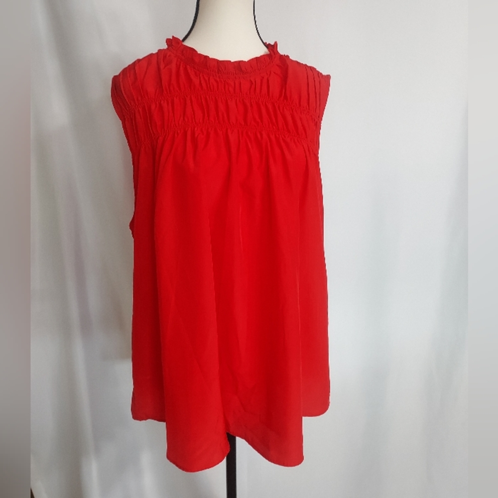 Joie Red Sleeveless Pleated Front Details Size XXL